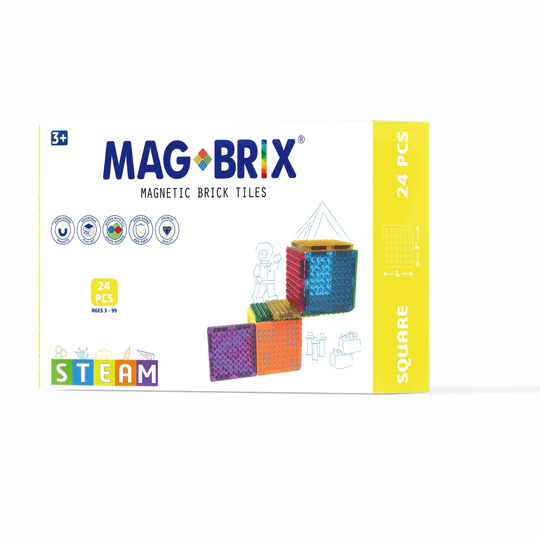 Magbrix Magnetic Brick Tile - Square (24 piece)