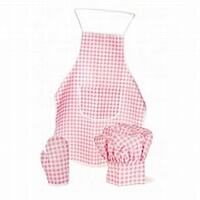 Apron, glove and cooking hat Pink Vichy