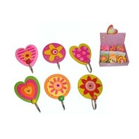 Wooden flower and hearts hook
