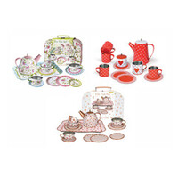 15 piece Tin Tea Set in Carry Case image