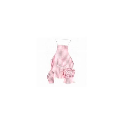 Apron, glove and cooking hat Pink Vichy