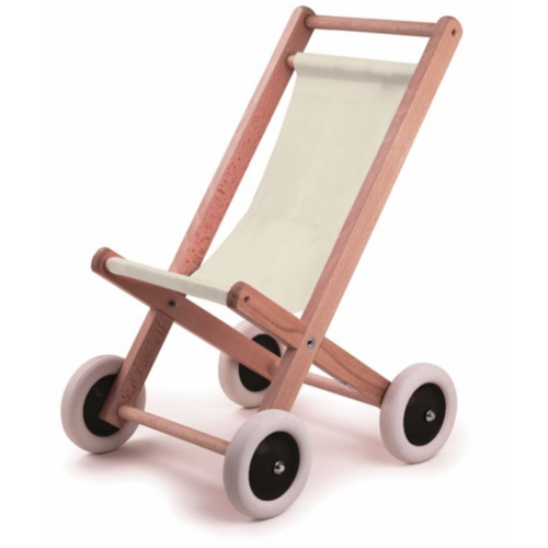 WOODEN BUGGY WITH NATURAL FABRIC