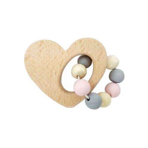 Hess-Spielzeug Rattle Heart Natural Pink
