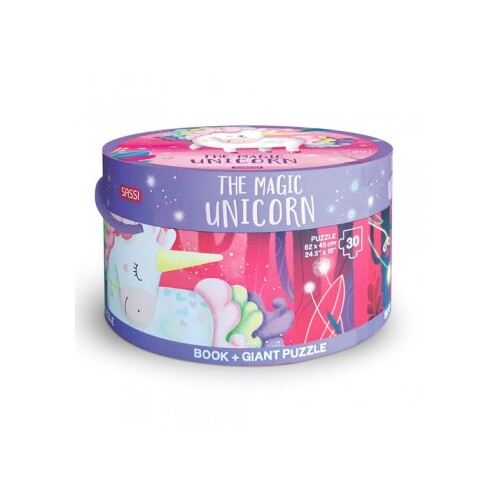Book and Giant Puzzle - The Magic Unicorn (30 pieces)