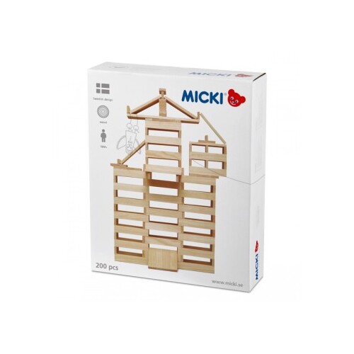 Micki Wooden Natural Building Planks, 200 pcs