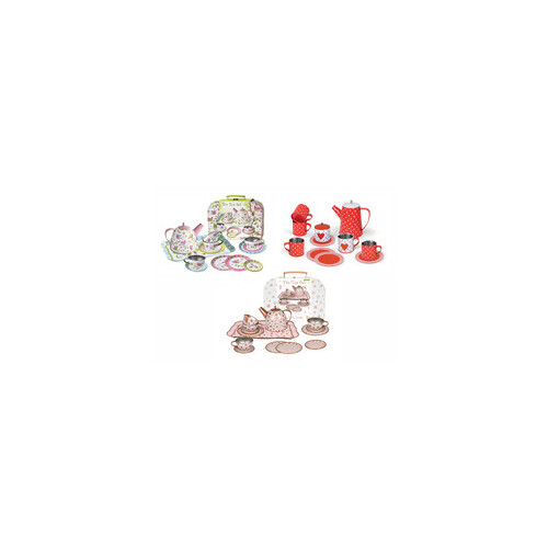 15 piece TIN TEA SET IN CARRYCASE