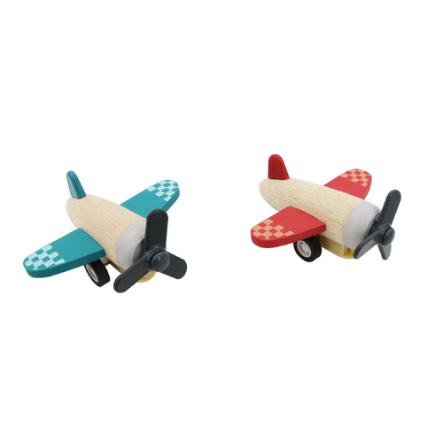 RETRO WOODEN PULL BACK PLANE [Colour: Red]